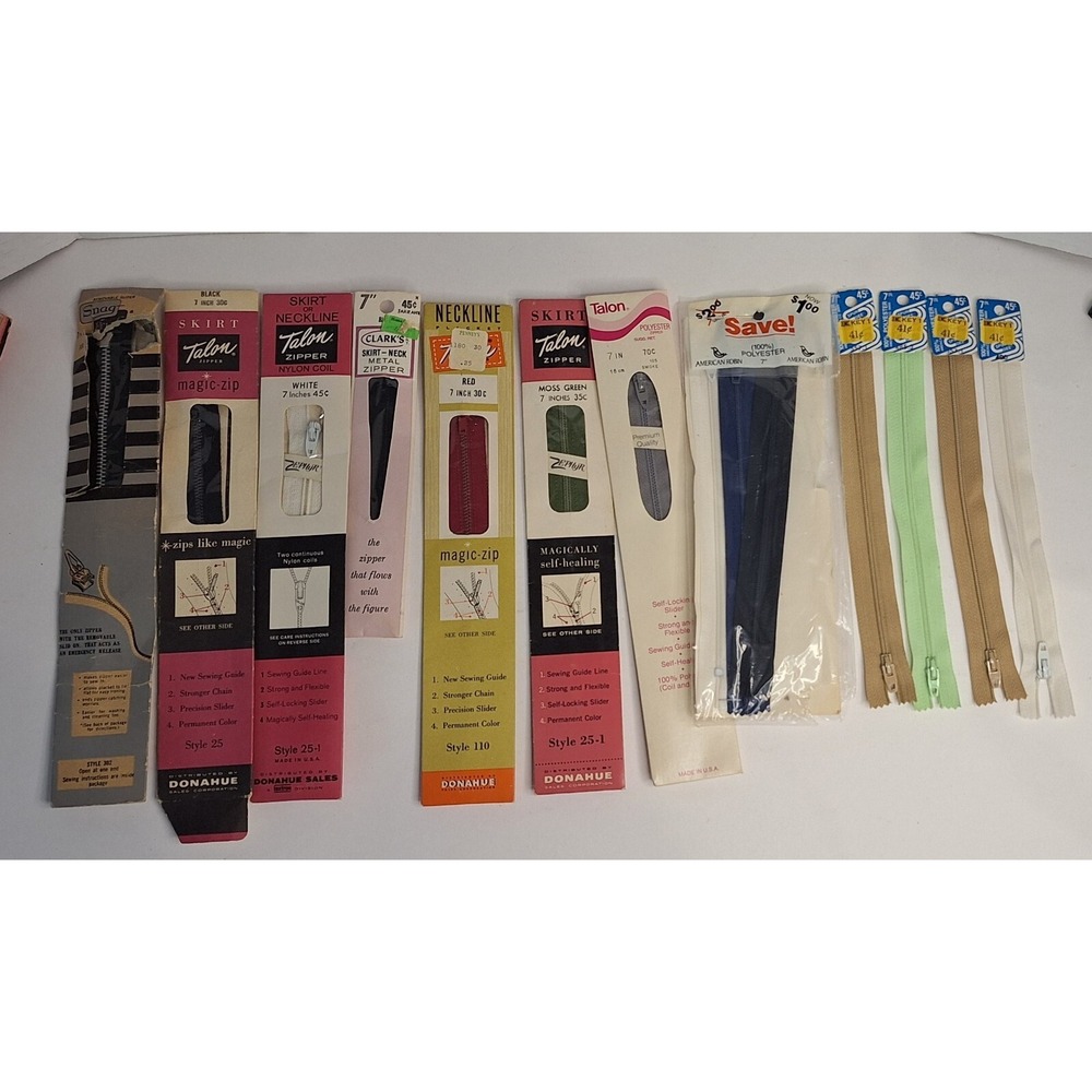 Lot of 12 Vtg Zippers 7 Inches Talon Coats And‎ Clark